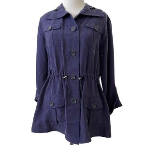 NWT Chico’s Soft Utility Plum Ginette 3/4 Silk Jacket Chico’s 0/XS
